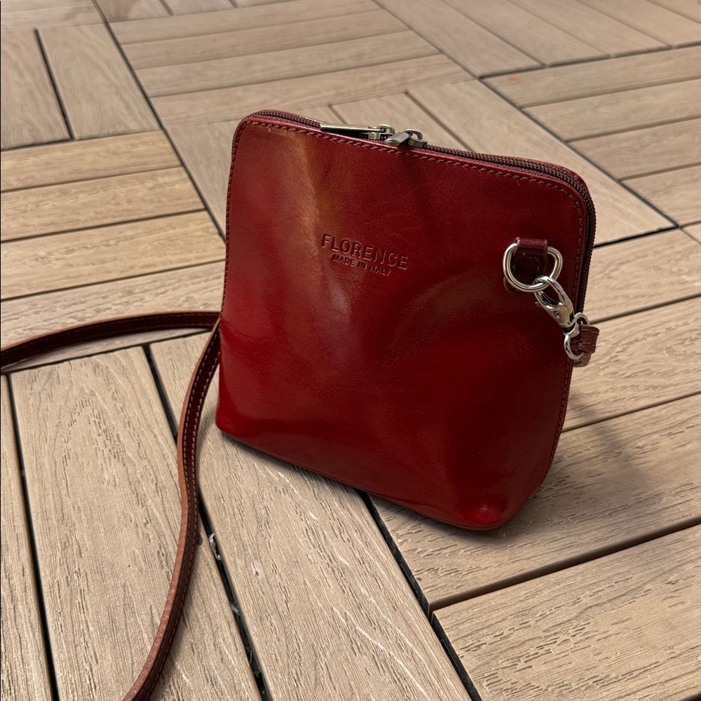 Florence Italy crossbody mini bag in burgundy red leather